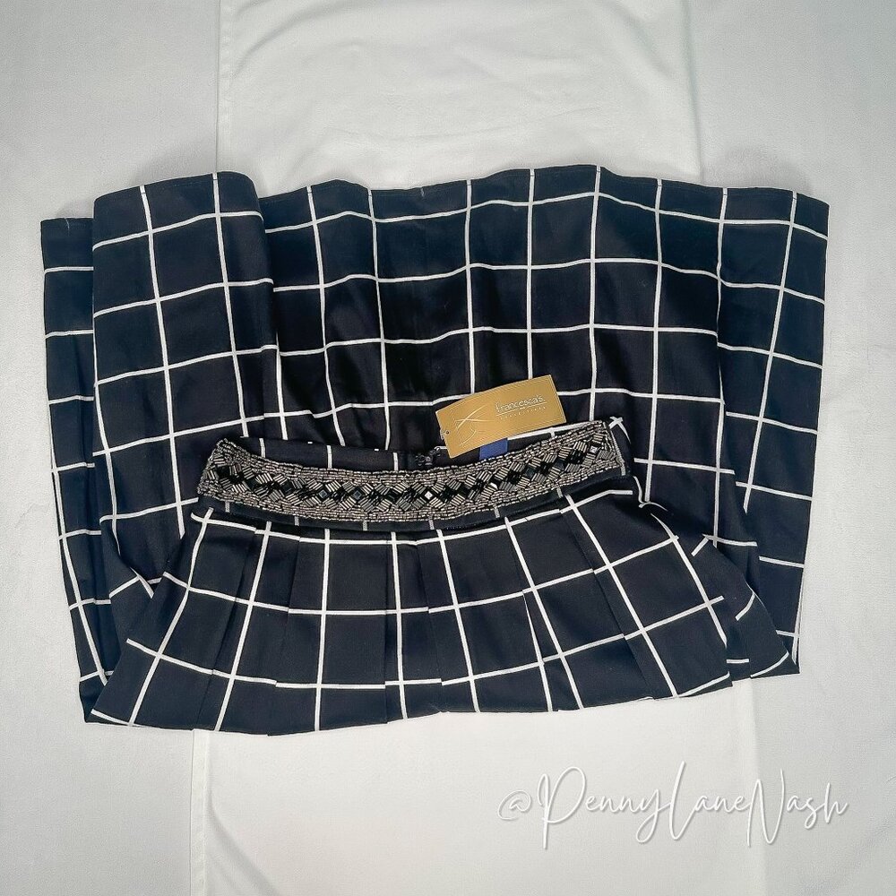 NWT Blue Rain Embellished Windowpane Skirt Size Small Black - Picture 12 of 13